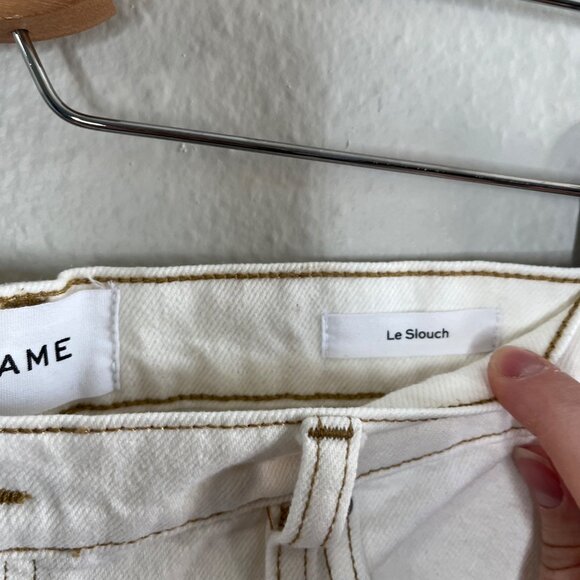 Frame Le Slouch Ecru Jeans Size 30 Eggshell White - Picture 4 of 14